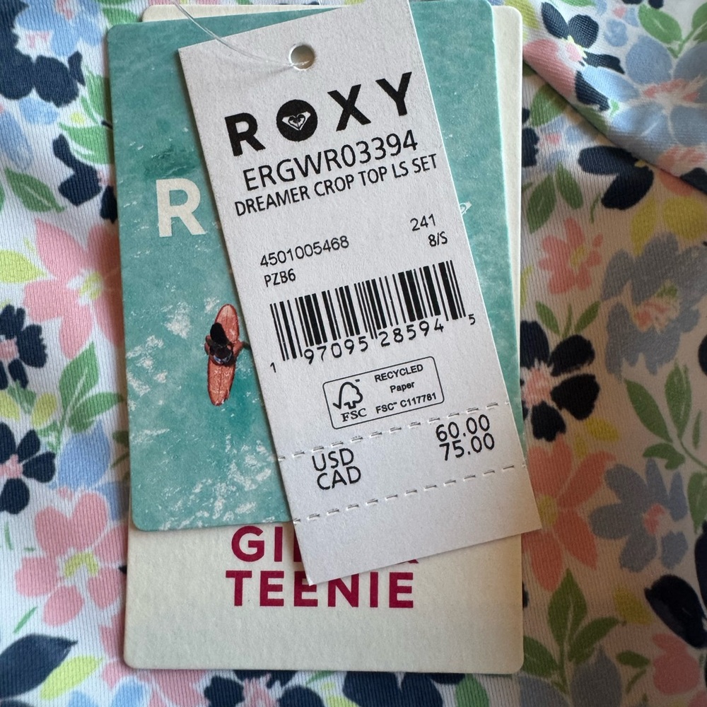 Roxy Girls' Dreamer Crop Top Long Sleeve Swim Set - 8 - Picture 3 of 4